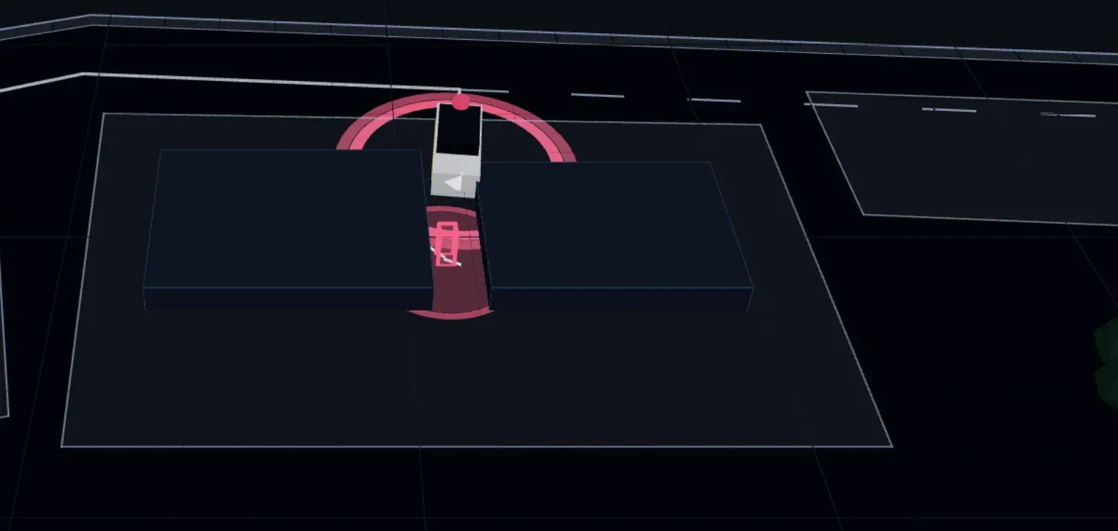 Maqueta de la repetición 3D de un aviso en SeaX View: zona Z2 · Naves hacia las 03:32, el robot SX-1 entre las dos naves y la persona detectada marcada en rojo, con la línea de tiempo del aviso.